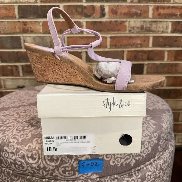 Style & Co. Womens Mulan Wedge Sandals T-Strap Open Toe Purple Size 10 - Picture 4 of 4